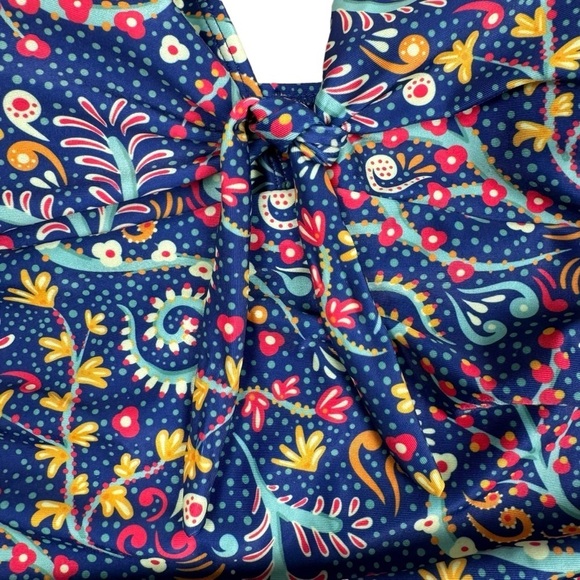 Nicole Miller One Piece Swimsuit S Blue Floral Sweetheart Adjustable Ruched NEW - Picture 3 of 15